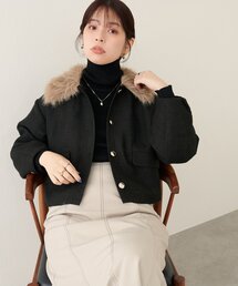 natural couture | ファー衿付きショート丈ジャケット(その他アウター)