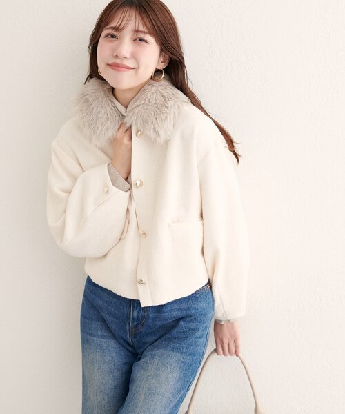 natural couture（ナチュラルクチュール）の「ファー衿付きショート丈ジャケット（その他アウター・レディース・その他1/ブラック/オフホワイト/ブラウン・FREE）」の17枚目の写真
