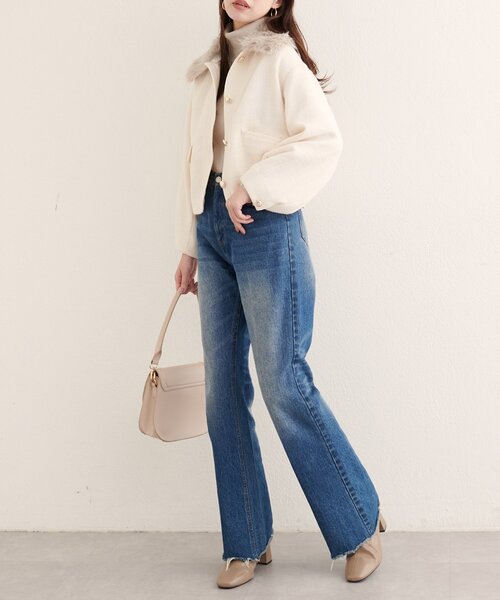 natural couture（ナチュラルクチュール）の「ファー衿付きショート丈ジャケット（その他アウター・レディース・その他1/ブラック/オフホワイト/ブラウン・FREE）」の18枚目の写真