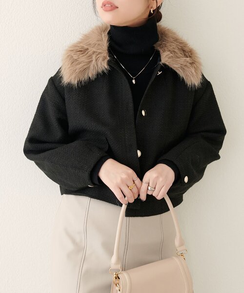 natural couture（ナチュラルクチュール）の「ファー衿付きショート丈ジャケット（その他アウター・レディース・その他1/ブラック/オフホワイト/ブラウン・FREE）」の22枚目の写真