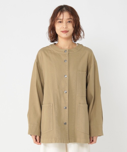 studio CLIP(スタディオクリップ)の「コットンノーカラーカバーオールブルゾン(ブルゾン・レディース・ベージュ/アイボリー・FREE)」の15枚目の写真