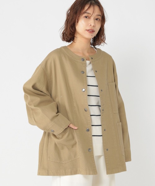 studio CLIP(スタディオクリップ)の「コットンノーカラーカバーオールブルゾン(ブルゾン・レディース・ベージュ/アイボリー・FREE)」の20枚目の写真