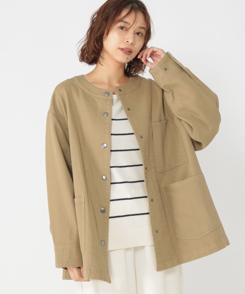 studio CLIP(スタディオクリップ)の「コットンノーカラーカバーオールブルゾン(ブルゾン・レディース・ベージュ/アイボリー・FREE)」の19枚目の写真