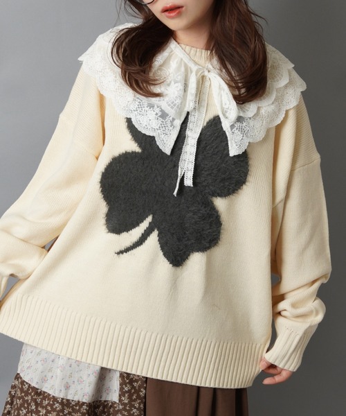 SPINNS（スピンズ）の「シャギークローバーニット/NEO森ガール（ニット/セーター・レディース・ネイビー/グレー/アイボリー・ONESIZE）」の20枚目の写真