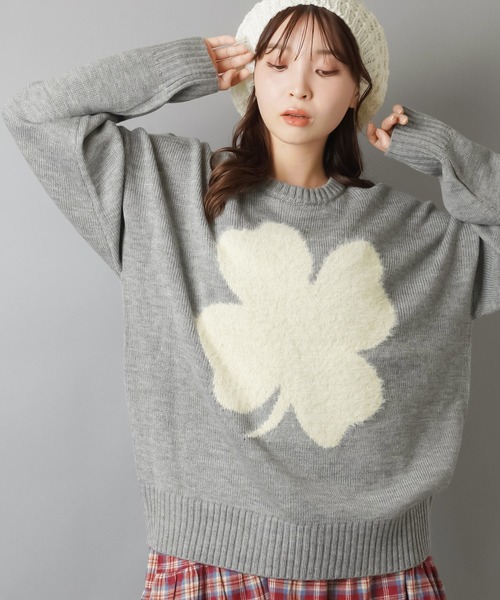 SPINNS（スピンズ）の「シャギークローバーニット/NEO森ガール（ニット/セーター・レディース・ネイビー/グレー/アイボリー・ONESIZE）」の7枚目の写真