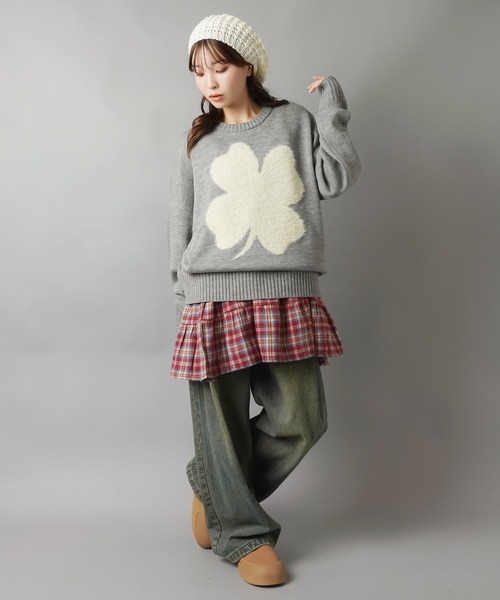 SPINNS（スピンズ）の「シャギークローバーニット/NEO森ガール（ニット/セーター・レディース・ネイビー/グレー/アイボリー・ONESIZE）」の8枚目の写真