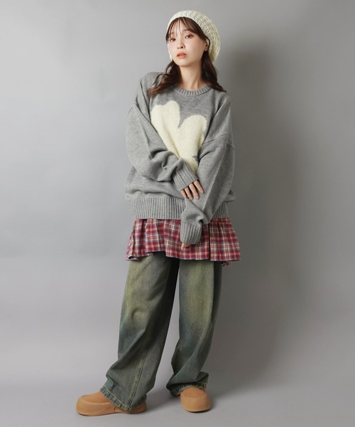 SPINNS（スピンズ）の「シャギークローバーニット/NEO森ガール（ニット/セーター・レディース・ネイビー/グレー/アイボリー・ONESIZE）」の9枚目の写真