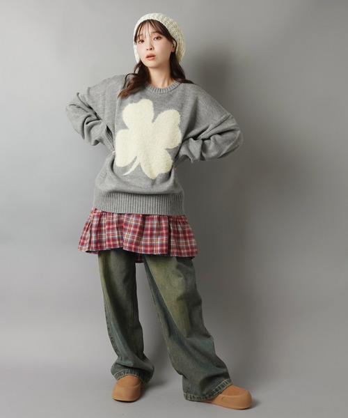 SPINNS（スピンズ）の「シャギークローバーニット/NEO森ガール（ニット/セーター・レディース・ネイビー/グレー/アイボリー・ONESIZE）」の10枚目の写真