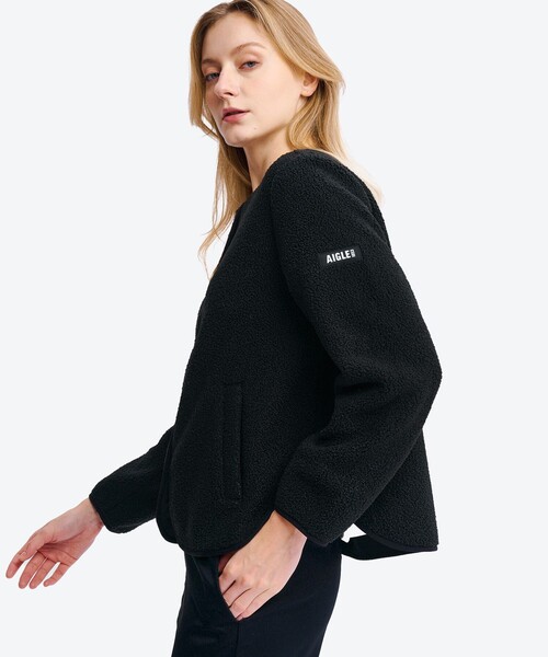 AIGLE（エーグル）の「カーディガン シェルパフリースジャケット（ブルゾン・レディース・ライトグレー/ライトピンク/ブラック/グレー・36/40/38）」の14枚目の写真