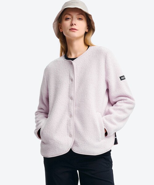 AIGLE（エーグル）の「カーディガン シェルパフリースジャケット（ブルゾン・レディース・ライトグレー/ライトピンク/ブラック/グレー・36/40/38）」の4枚目の写真