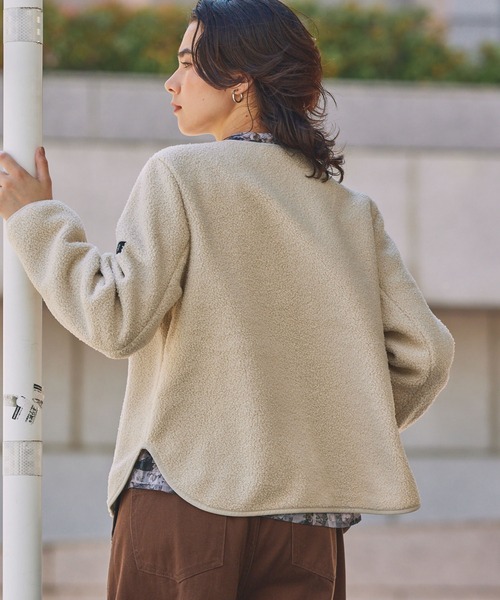 AIGLE（エーグル）の「カーディガン シェルパフリースジャケット（ブルゾン・レディース・ライトグレー/ライトピンク/ブラック/グレー・36/40/38）」の7枚目の写真