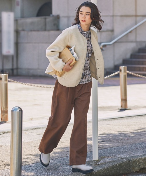 AIGLE（エーグル）の「カーディガン シェルパフリースジャケット（ブルゾン・レディース・ライトグレー/ライトピンク/ブラック/グレー・36/40/38）」の8枚目の写真