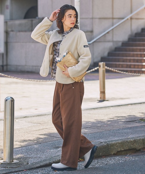 AIGLE（エーグル）の「カーディガン シェルパフリースジャケット（ブルゾン・レディース・ライトグレー/ライトピンク/ブラック/グレー・36/40/38）」の9枚目の写真