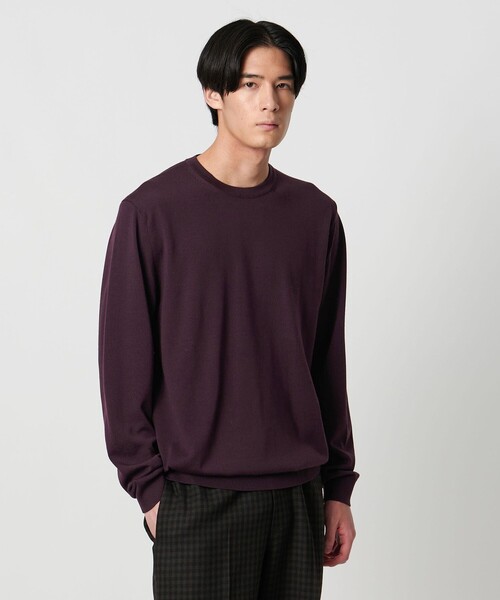 UNITED ARROWS（ユナイテッドアローズ）の「ハイゲージ クルーネックニット（ニット/セーター・メンズ・グレー系/ブラック/ワイン/ネイビー・L/M/S/XL）」の4枚目の写真