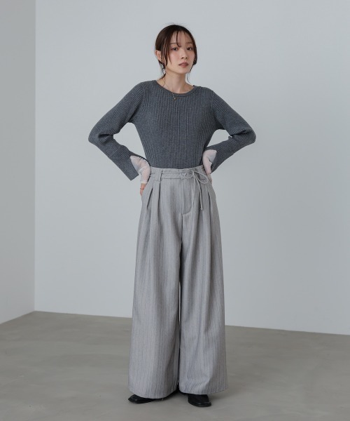 Bab(バブ)の「【S・Mサイズ展開】ストライプヘリンボーンパンツ(その他パンツ・レディース・チャコールグレー/ライトグレー/ベージュ・S/M)」の13枚目の写真