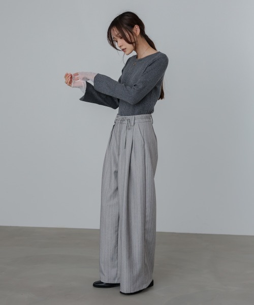 Bab(バブ)の「【S・Mサイズ展開】ストライプヘリンボーンパンツ(その他パンツ・レディース・チャコールグレー/ライトグレー/ベージュ・S/M)」の16枚目の写真