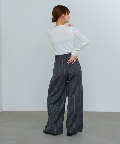Bab(バブ)の「【S・Mサイズ展開】ストライプヘリンボーンパンツ(その他パンツ・レディース・チャコールグレー/ライトグレー/ベージュ・S/M)」の8枚目の写真