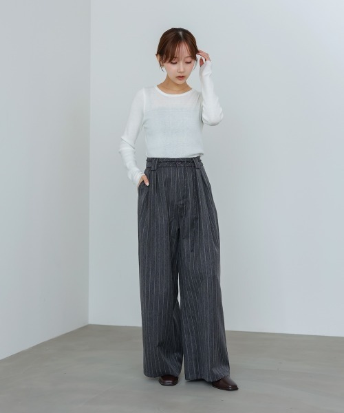 Bab(バブ)の「【S・Mサイズ展開】ストライプヘリンボーンパンツ(その他パンツ・レディース・チャコールグレー/ライトグレー/ベージュ・S/M)」の11枚目の写真