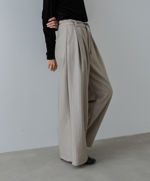 S・Mサイズ展開】ストライプヘリンボーンパンツ（その他パンツ）｜Bab