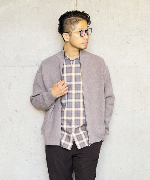 MEN'S MELROSE（メンズメルローズ）の「《WEB限定》ドライバーズニット | ウォッシャブル（カーディガン/ボレロ・メンズ・ライトブラウン/チャコールグレー/ネイビー・4/3/5）」の2枚目の写真