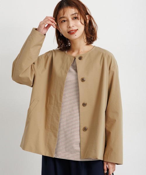 studio CLIP（スタディオクリップ）の「【撥水・UVカット・2WAYストレッチ・イージーケア】ノーカラージャケット（ノーカラージャケット・レディース・ブラック/ベージュ/ネイビー・FREE）」の3枚目の写真