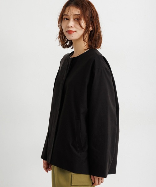 studio CLIP（スタディオクリップ）の「【撥水・UVカット・2WAYストレッチ・イージーケア】ノーカラージャケット（ノーカラージャケット・レディース・ブラック/ベージュ/ネイビー・FREE）」の5枚目の写真