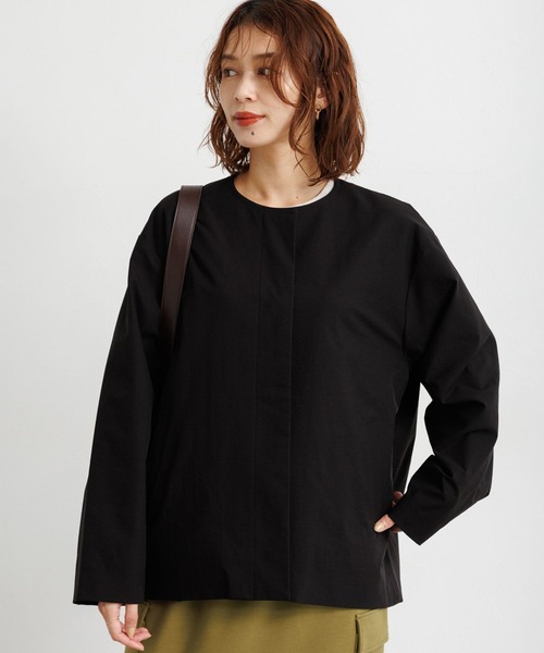 studio CLIP（スタディオクリップ）の「【撥水・UVカット・2WAYストレッチ・イージーケア】ノーカラージャケット（ノーカラージャケット・レディース・ブラック/ベージュ/ネイビー・FREE）」の6枚目の写真