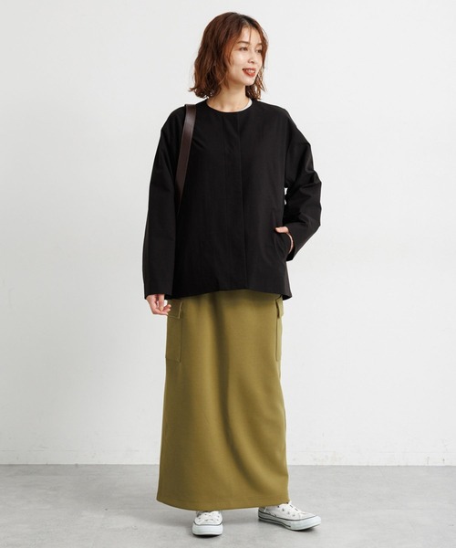 studio CLIP（スタディオクリップ）の「【撥水・UVカット・2WAYストレッチ・イージーケア】ノーカラージャケット（ノーカラージャケット・レディース・ブラック/ベージュ/ネイビー・FREE）」の9枚目の写真