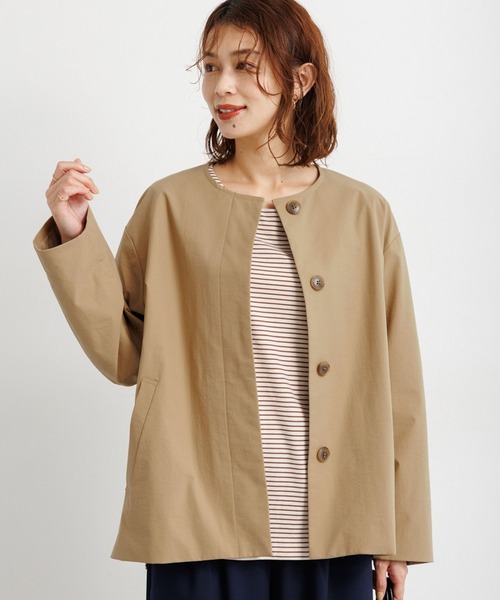 studio CLIP（スタディオクリップ）の「【撥水・UVカット・2WAYストレッチ・イージーケア】ノーカラージャケット（ノーカラージャケット・レディース・ブラック/ベージュ/ネイビー・FREE）」の12枚目の写真