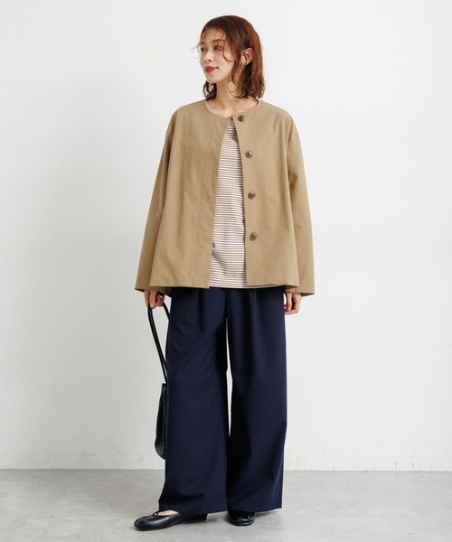 studio CLIP（スタディオクリップ）の「【撥水・UVカット・2WAYストレッチ・イージーケア】ノーカラージャケット（ノーカラージャケット・レディース・ブラック/ベージュ/ネイビー・FREE）」の14枚目の写真