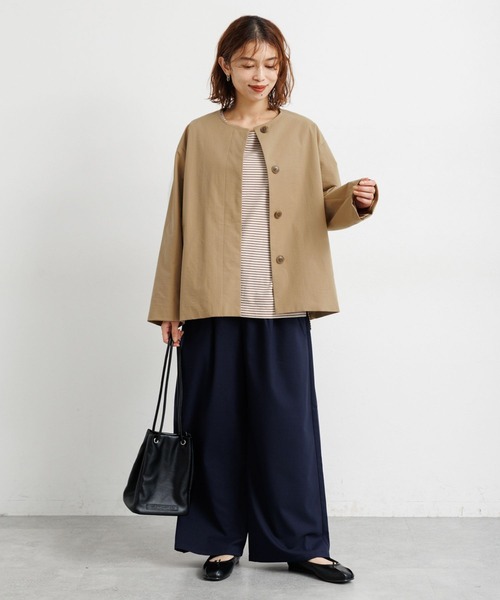 studio CLIP（スタディオクリップ）の「【撥水・UVカット・2WAYストレッチ・イージーケア】ノーカラージャケット（ノーカラージャケット・レディース・ブラック/ベージュ/ネイビー・FREE）」の15枚目の写真