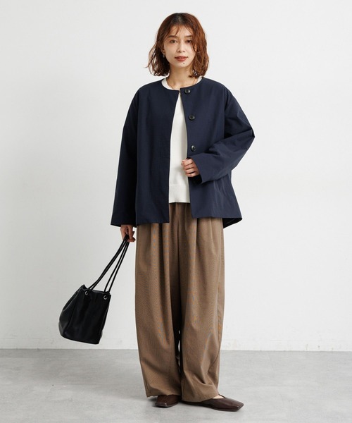 studio CLIP（スタディオクリップ）の「【撥水・UVカット・2WAYストレッチ・イージーケア】ノーカラージャケット（ノーカラージャケット・レディース・ブラック/ベージュ/ネイビー・FREE）」の20枚目の写真