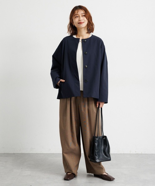 studio CLIP（スタディオクリップ）の「【撥水・UVカット・2WAYストレッチ・イージーケア】ノーカラージャケット（ノーカラージャケット・レディース・ブラック/ベージュ/ネイビー・FREE）」の21枚目の写真