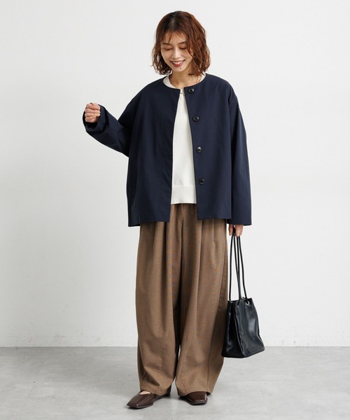 studio CLIP（スタディオクリップ）の「【撥水・UVカット・2WAYストレッチ・イージーケア】ノーカラージャケット（ノーカラージャケット・レディース・ブラック/ベージュ/ネイビー・FREE）」の22枚目の写真