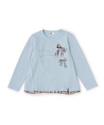 リボンアップリケ×裾チェック トレーナー