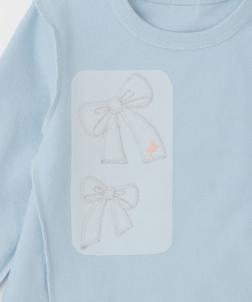 KP（ケーピー）の「リボンアップリケ×裾チェック トレーナー（スウェット・キッズ・オフホワイト/サックスブルー・140cm/150cm/160cm/120cm/130cm）」の5枚目の写真