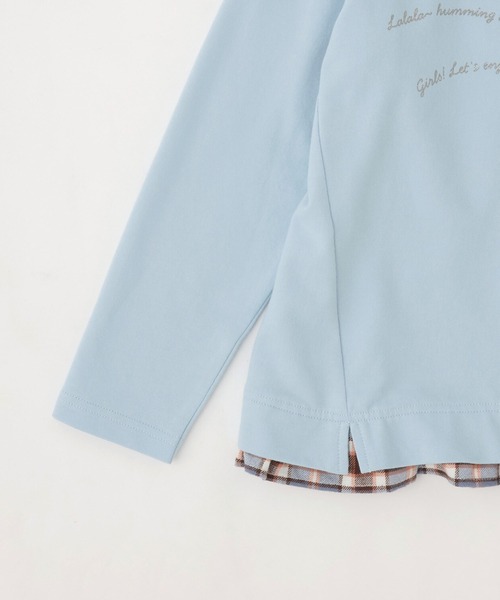 KP（ケーピー）の「リボンアップリケ×裾チェック トレーナー（スウェット・キッズ・オフホワイト/サックスブルー・140cm/150cm/160cm/120cm/130cm）」の6枚目の写真