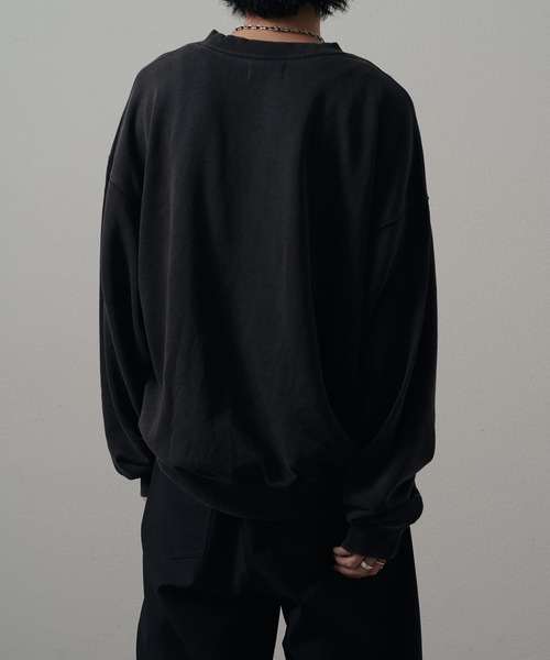 Lサイズ♡　メンズ長袖　スウェット　黒♡ Lui's ONE>スノーウォッシュクルーネックスウェットプルオーバー