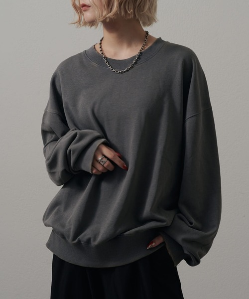 トップス luijewelry lui jewelry knit04 Lui's ONE>スノーウォッシュクルーネックスウェットプルオーバー