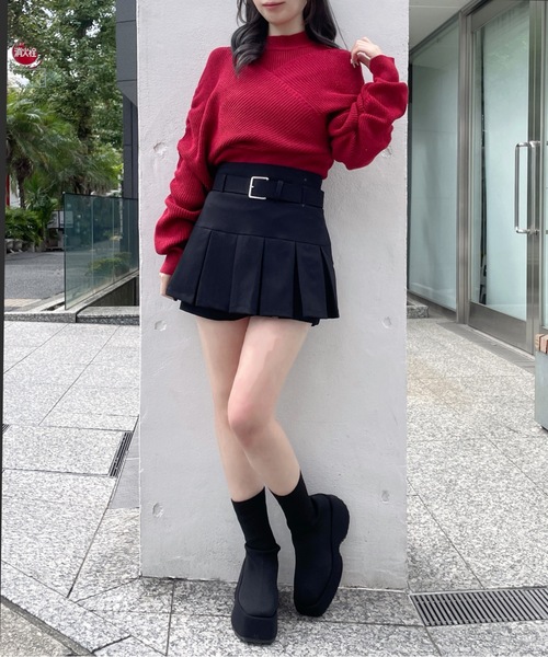 abc une face(アーベーセーアンフェイス)の「シャーリング袖カシュクールニット(ニット/セーター・レディース・ブラック/ブルー/レッド/ホワイト/ブラック系その他/グレー系その他・FREE)」の12枚目の写真