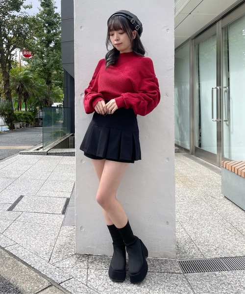 abc une face(アーベーセーアンフェイス)の「シャーリング袖カシュクールニット(ニット/セーター・レディース・ブラック/ブルー/レッド/ホワイト/ブラック系その他/グレー系その他・FREE)」の14枚目の写真