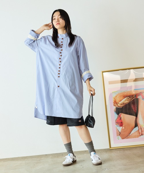 Garance et VioLette(ギャランスエトヴィオレット)の「Garance et VioLette/ギャランスエトヴィオレット ロングストライプシャツ(シャツ/ブラウス・レディース・グレー/ブルー・FREE)」の13枚目の写真