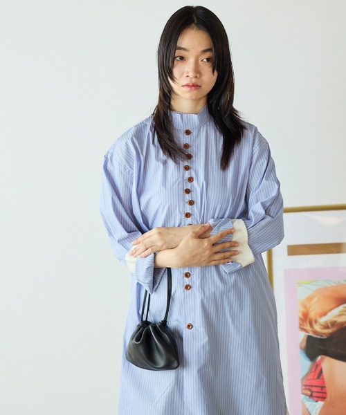 Garance et VioLette(ギャランスエトヴィオレット)の「Garance et VioLette/ギャランスエトヴィオレット ロングストライプシャツ(シャツ/ブラウス・レディース・グレー/ブルー・FREE)」の7枚目の写真