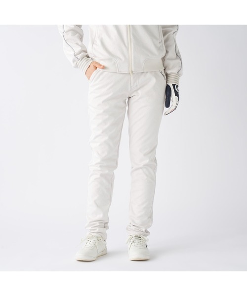 FILA GOLF（フィラゴルフ ）の「FILA GOLF フィラゴルフ ゴルフウェア ワンポイント ロゴ 防風 保温 ストレッチ キルト ボンディングパンツ ロングパンツ（その他パンツ・レディース・オフホワイト/ブラック・LL/L/M）」の2枚目の写真
