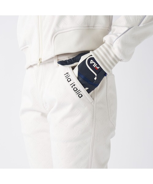 FILA GOLF（フィラゴルフ ）の「FILA GOLF フィラゴルフ ゴルフウェア ワンポイント ロゴ 防風 保温 ストレッチ キルト ボンディングパンツ ロングパンツ（その他パンツ・レディース・オフホワイト/ブラック・LL/L/M）」の10枚目の写真