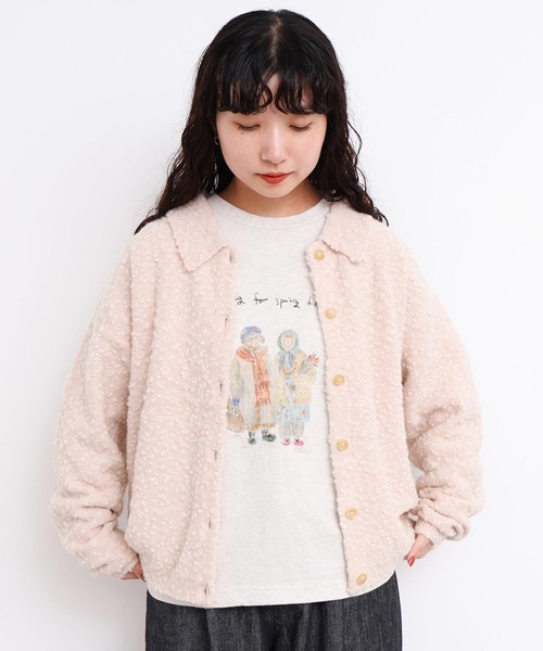 l'atelier du savon(アトリエドサボン)の「きらっとしたニット 襟付きカーディガン(カーディガン/ボレロ・レディース・ピンク/グリーン/オフホワイト・FREE)」の4枚目の写真