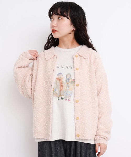 l'atelier du savon(アトリエドサボン)の「きらっとしたニット 襟付きカーディガン(カーディガン/ボレロ・レディース・ピンク/グリーン/オフホワイト・FREE)」の5枚目の写真