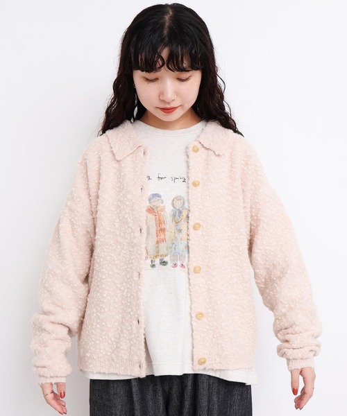 l'atelier du savon(アトリエドサボン)の「きらっとしたニット 襟付きカーディガン(カーディガン/ボレロ・レディース・ピンク/グリーン/オフホワイト・FREE)」の6枚目の写真