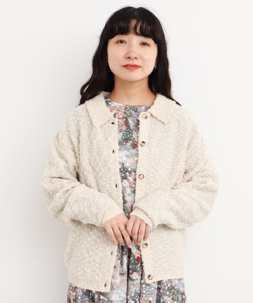 l'atelier du savon(アトリエドサボン)の「きらっとしたニット 襟付きカーディガン(カーディガン/ボレロ・レディース・ピンク/グリーン/オフホワイト・FREE)」の9枚目の写真