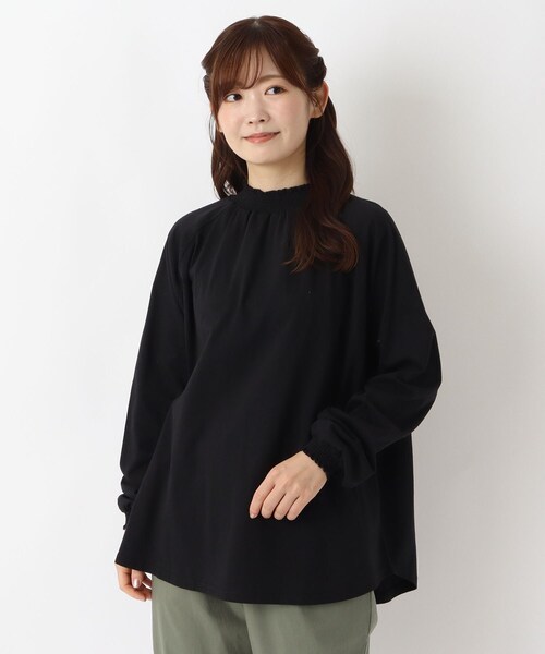 one'sterrace(ワンズテラス)の「コットンシャーリング 長袖ラグランプルオーバー(Tシャツ/カットソー・レディース・ブラック系8/アイボリー系8/ブラウン系8・02)」の2枚目の写真